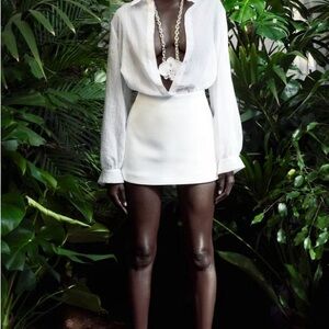 Zara High-Waisted Skort in Oyster White NWT Size Small